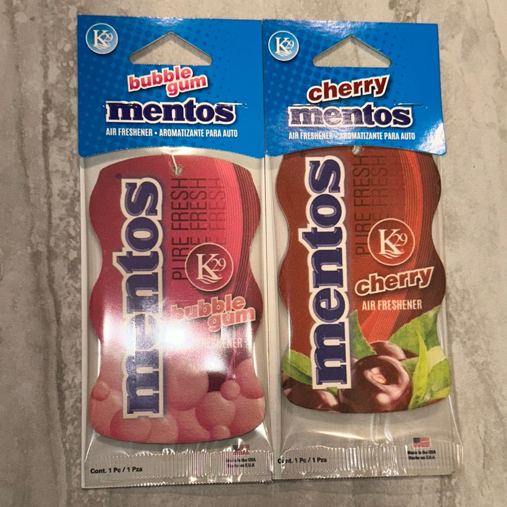 Mentos Air Freshener Bubble Gum Cherry 2 Pack Lot